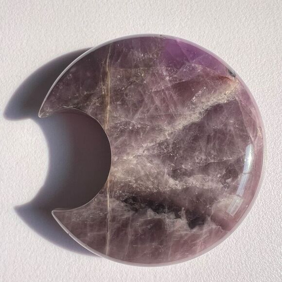 Amethyst Crystal Crescent Moon Carving Meditation Stone - Picture 5 of 10